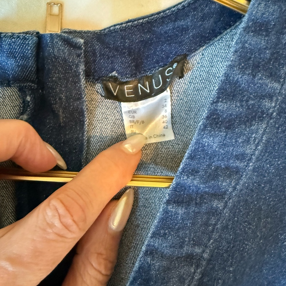 VENUS Dark Blue Denim Dress with Gold Accents - Picture 5 of 5